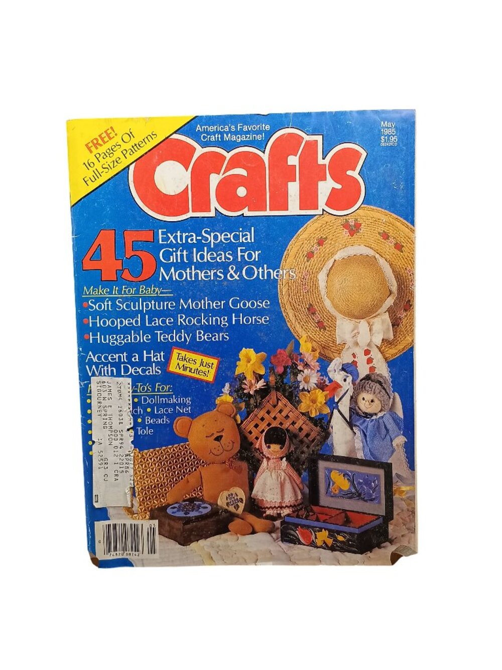 Crafts Magazine May 1985 45 Gift Ideas Mothers Day Sewing Patterns Vintage